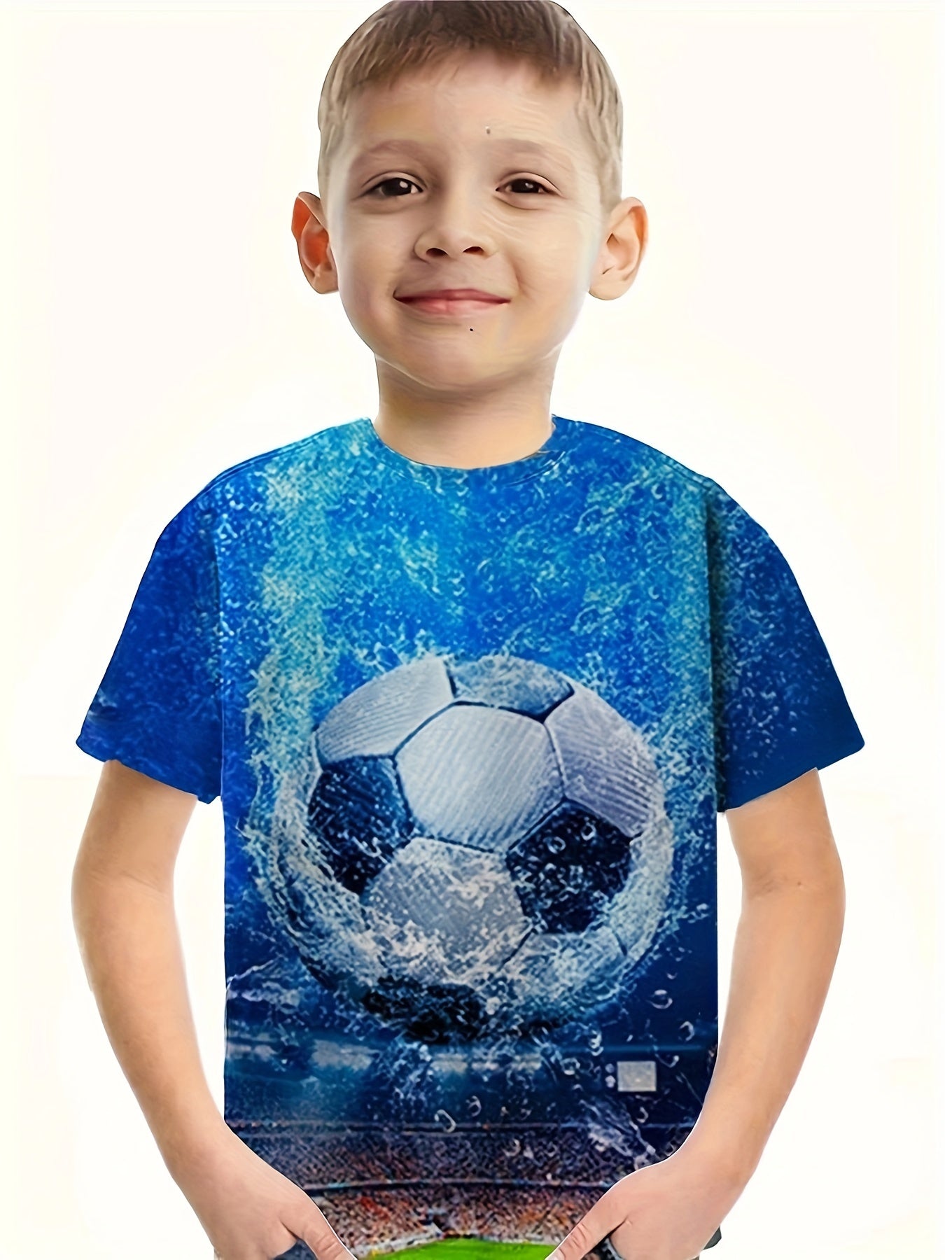 Football Graphic Crew Neck Short Sleeve T shirt For Girls Boys