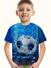 Football Graphic Crew Neck Short Sleeve T shirt For Girls Boys