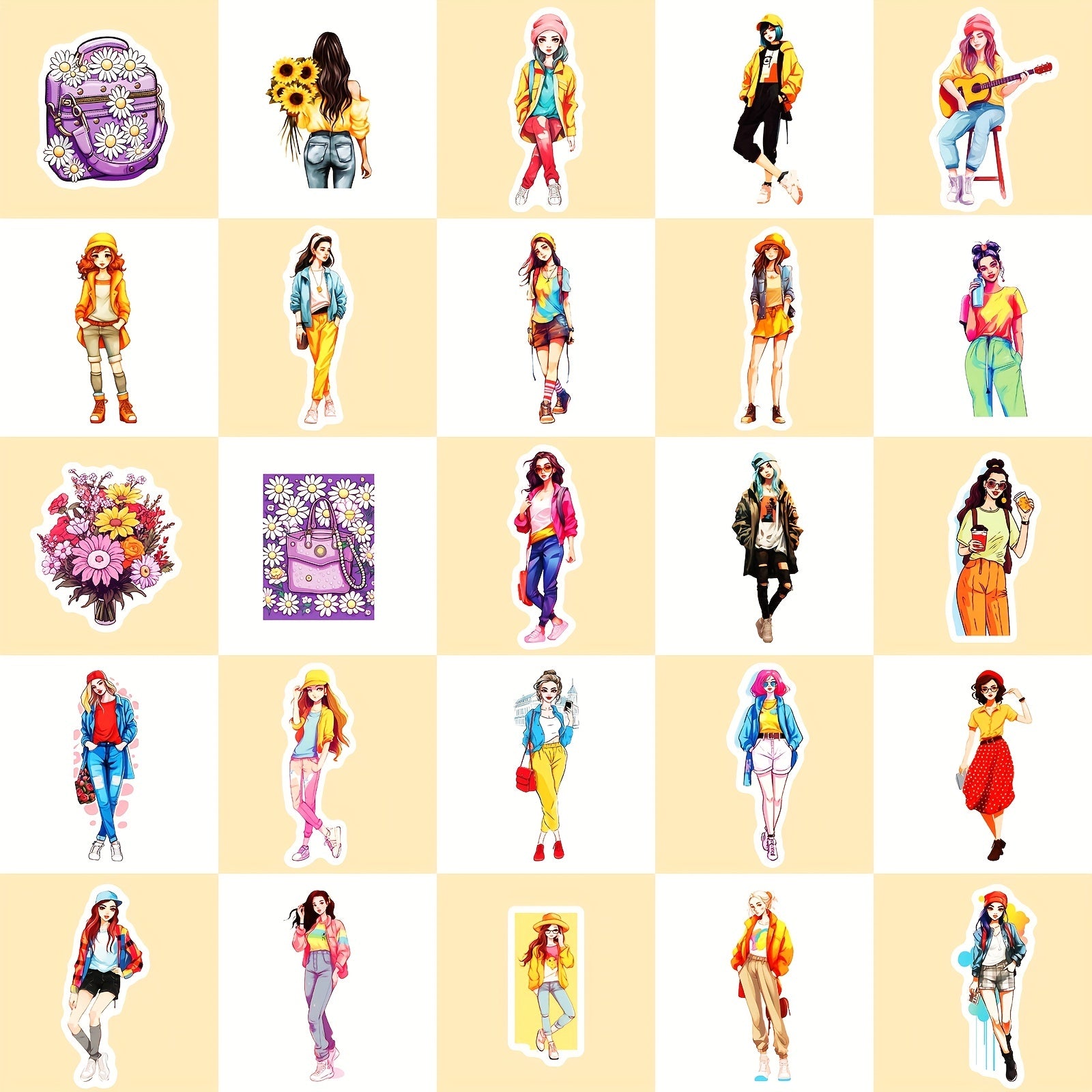50pcs Waterproof Lady Stickers for Water Bottles Laptops Phones Skateboa