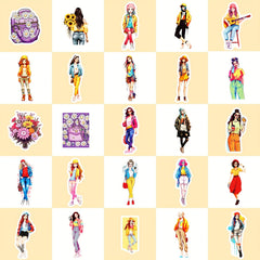 50pcs Waterproof Lady Stickers for Water Bottles Laptops Phones Skateboa
