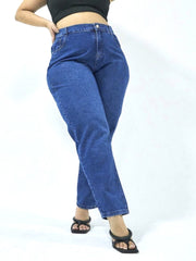 Solid Button Fly Straight Leg Jeans