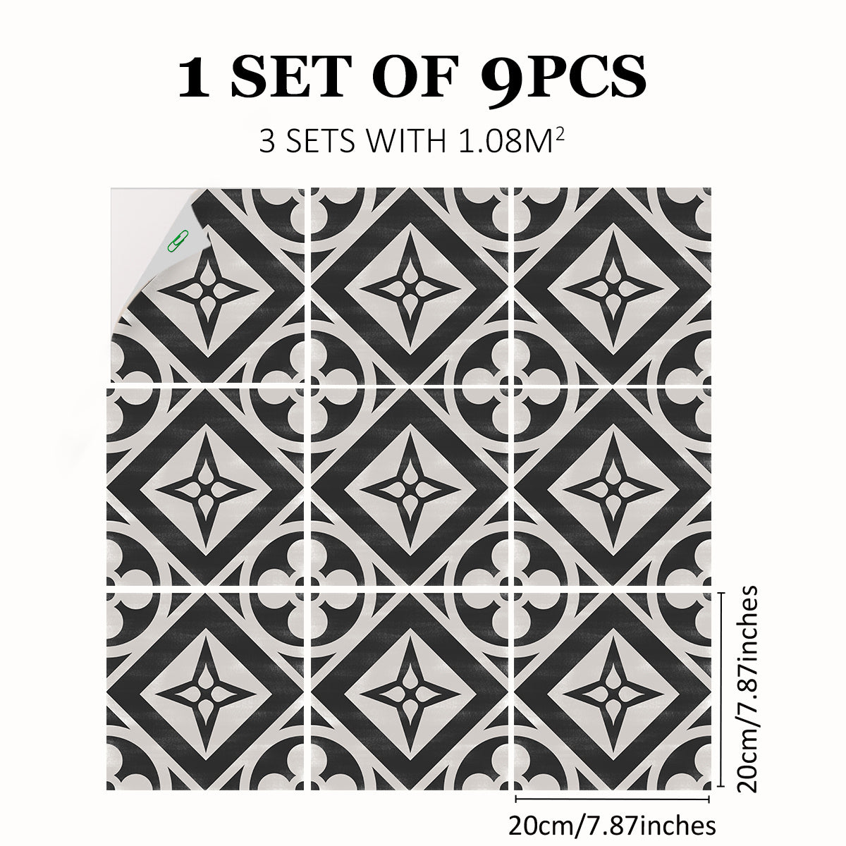 Peel And Stick Floor Tile 19.99x19 Moroccan Gray Mosaic Tile Look