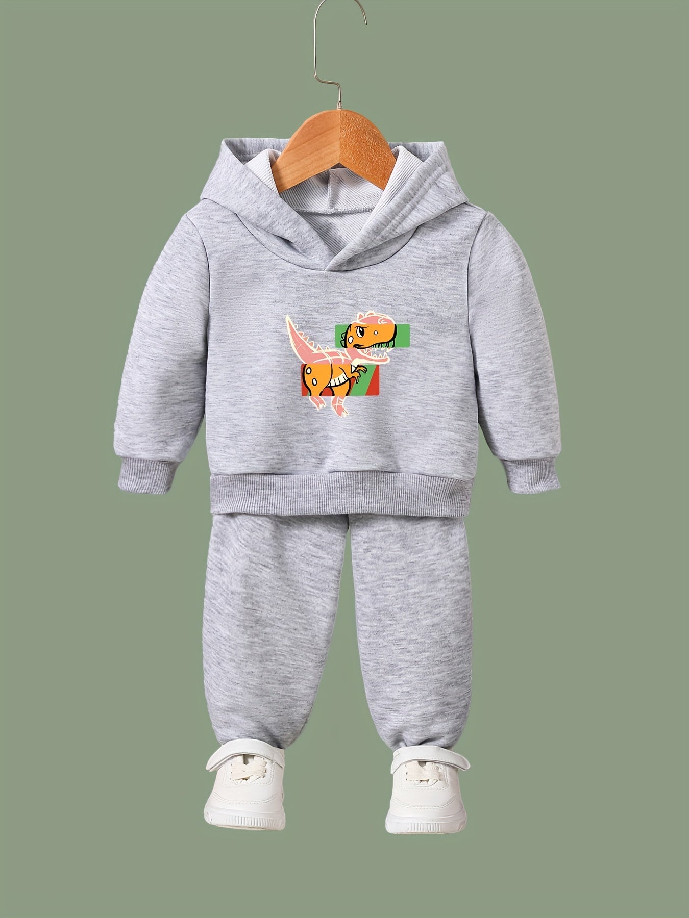 Dino Graphic 2pcs Set Girls Casual Comfy Activewear for Spring Fall