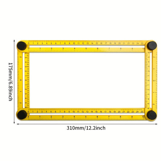 Angle Measuring Ruler 4 Sided ABS Plastic Protractor Yellow