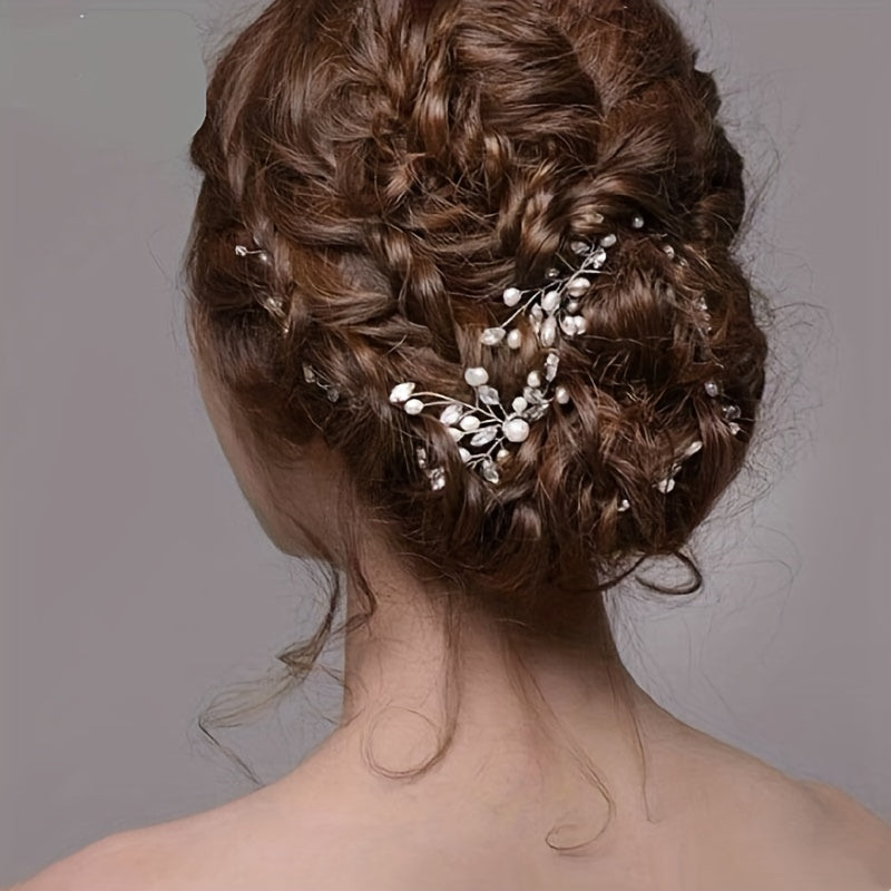 Crystal Faux Pearl Rhinestone U Hairpin Wedding Bridal Accessories