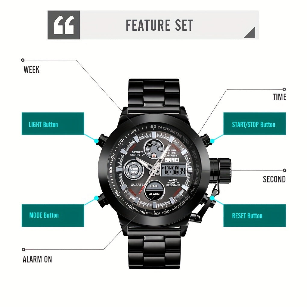 Waterproof Military Sports Watch Stainless Steel
