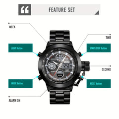 Waterproof Military Sports Watch Stainless Steel