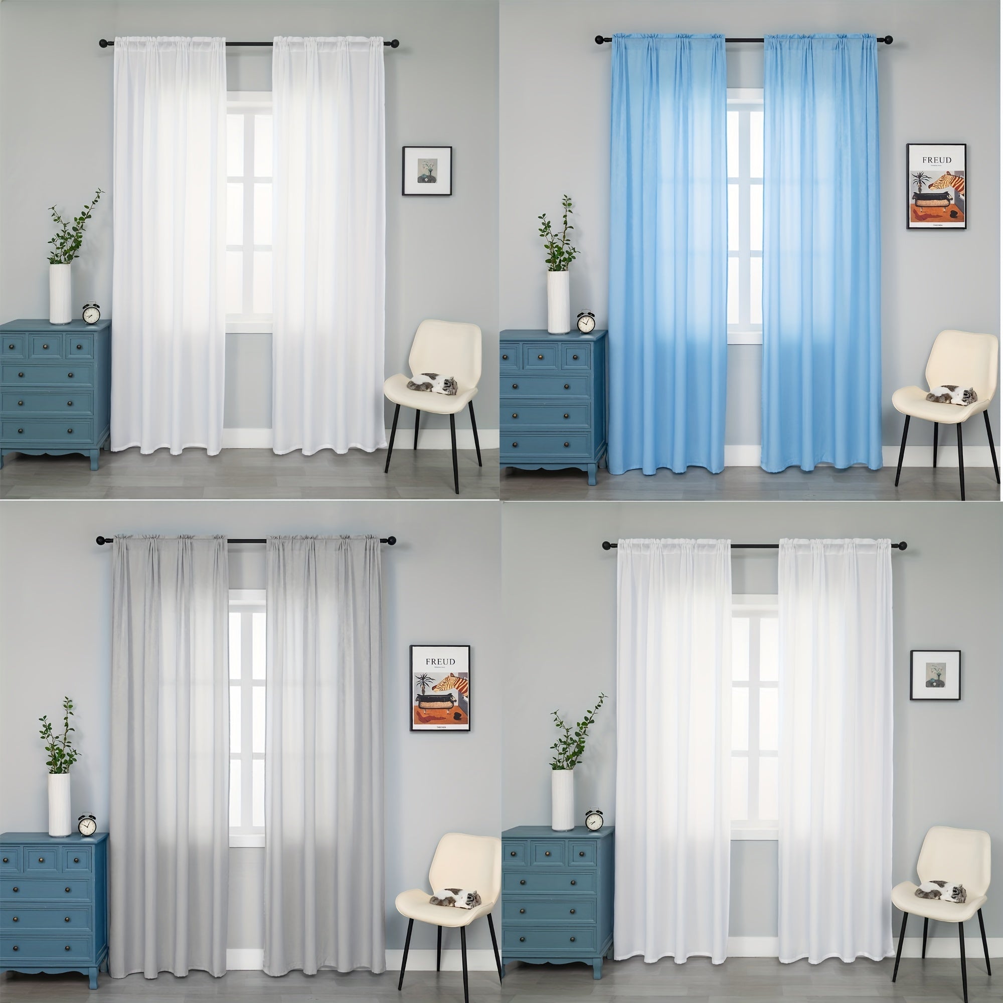 Velvet Sheer Rod Pocket Curtains - Privacy in Kitchen Bedroom Living Room