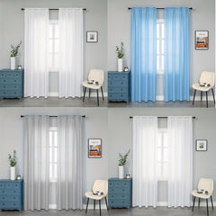 Velvet Sheer Rod Pocket Curtains - Privacy in Kitchen Bedroom Living Room