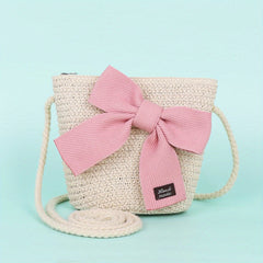 Children Straw Woven Mini Shoulder Bag Small Purse Kids Handbag