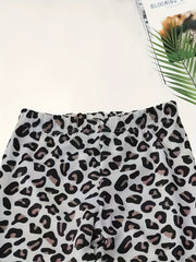Girls Slim Leopard Print Leggings Comfy Activewear For Running Jogging