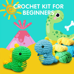 Beginner Dinosaur Crochet Kit with Easy Yarn - DIY Knitting
