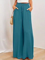Boho Drawstring Wide Leg Pants for Women