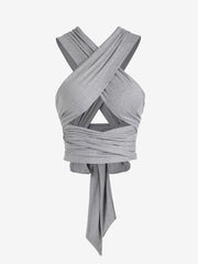 Y2K Kpop Crisscross Tie Back Crop Tank Top