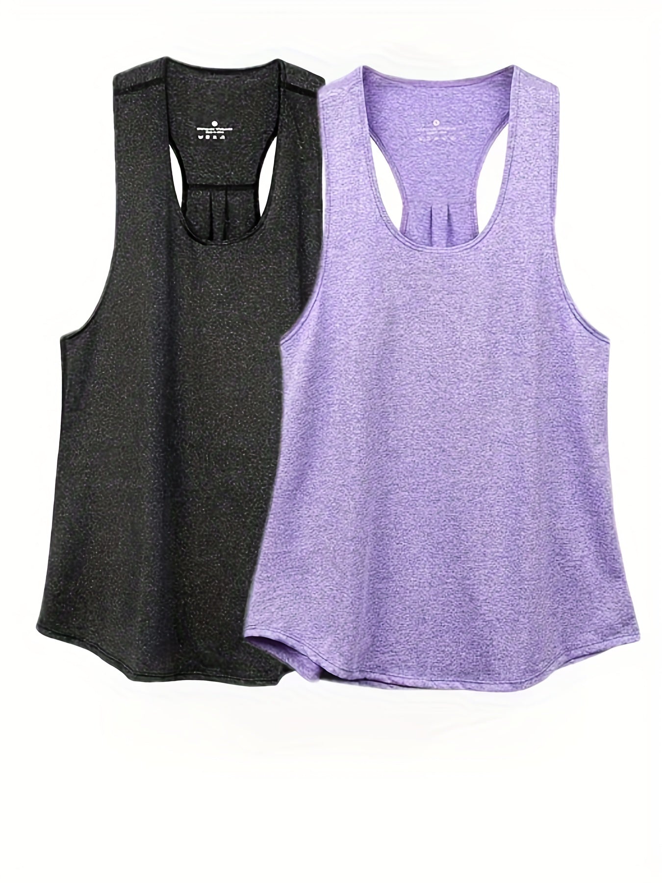 2pcs Solid Running Casual Sports Racerback Tank Top Women's Summer Tops