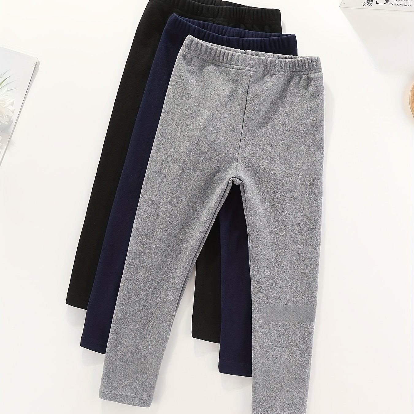 3pcs Girls Slim Fit Basic Leggings Pants Elastic Waist Tights Pants Kids Clothes