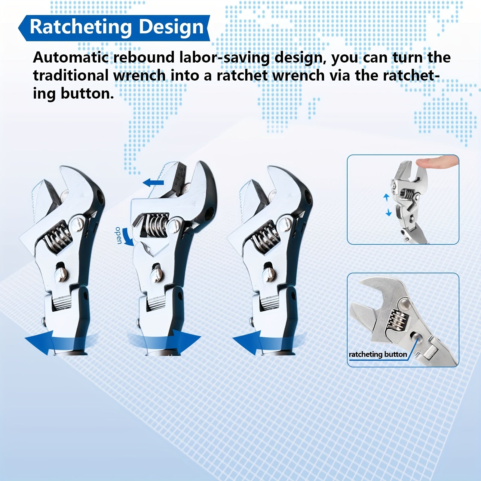 Adjustable Ratcheting Wrench 180 Degree Folding 5-in-1 Torque Wrench