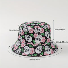 Vintage Print Bucket Hat Casual Sunscreen Basin Hat Hip Hop