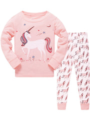 2pcs Girls Unicorn Print Cotton Pajama Sets
