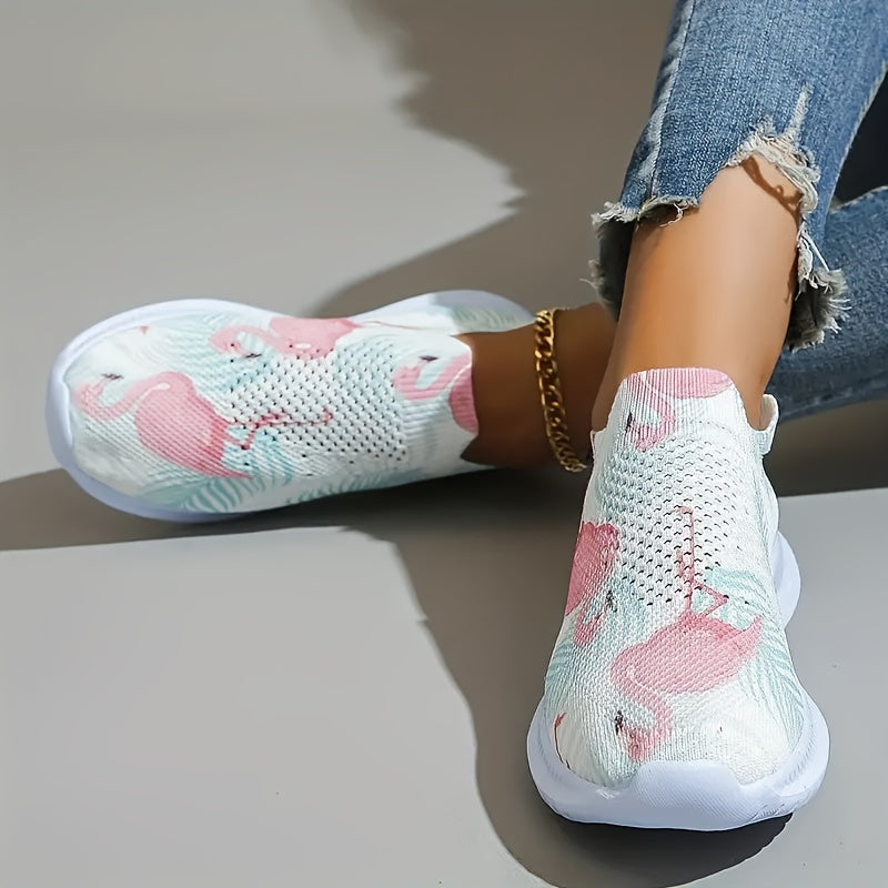 Women's Flamingo Print Tennis Sports Shoes Lightweight Breathable Non-slip