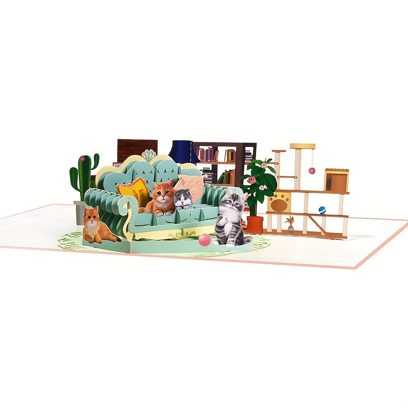 3D Pop Up Birthday Card Cats At Sofa Funny Birthday Cards For Friends And Family