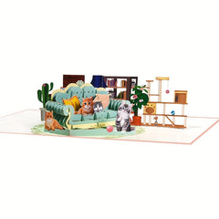 3D Pop Up Birthday Card Cats At Sofa Funny Birthday Cards For Friends And Family