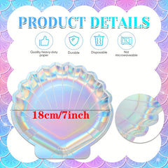 10pcs Mermaid Shell Paper Plate Disposable Silver Stamping Paper Plate