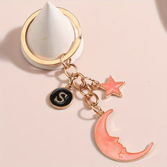 Star & Crescent Moon Keychain Bag Charm Gift For Mom Kids