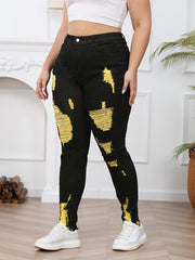 Colorblock Ripped High Rise Skinny Jeans