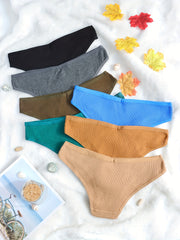 7 Pcs Ribbed Thongs Low Waist Panties