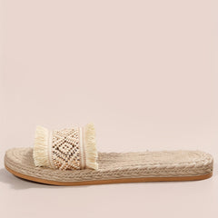 Women's Straw Beach Slippers Breathable Outdoor Slippers