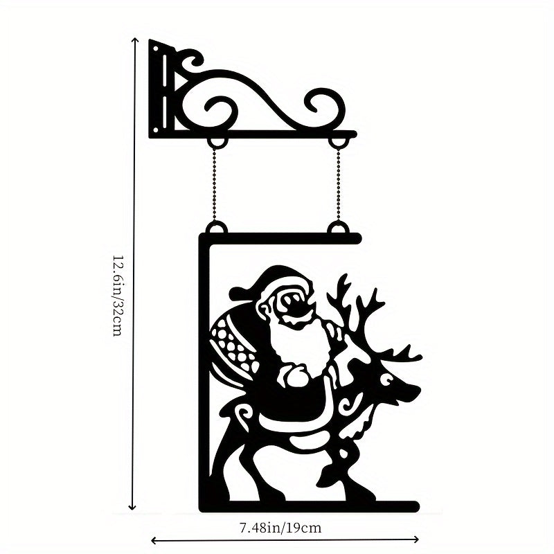 Wall Metal Santa Claus Decoration Craft Indoor Outdoor Garden Gift