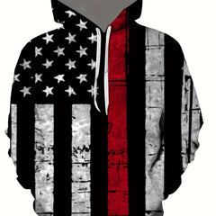 American Flag Print Hoodie Men's Casual Graphic Hooded Sweatshirt