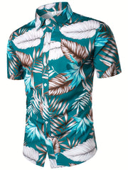 Men's Plant Pattern Short Sleeve T-shirt For Summer