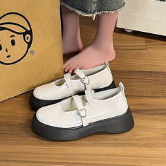 Women's Platform Mary Jane Heart Buckle Loafers
