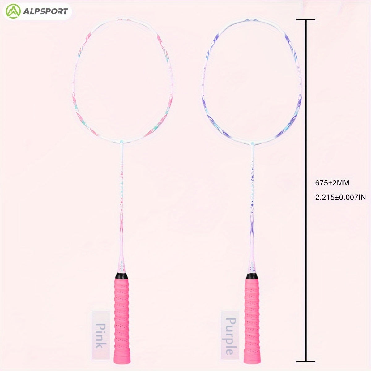 ALPSPORT 1pc Carbon Fiber Badminton Racket Cherry 100 T800 Strings