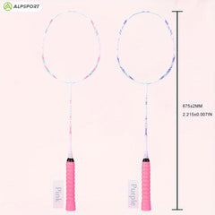 ALPSPORT 1pc Carbon Fiber Badminton Racket Cherry 100 T800 Strings