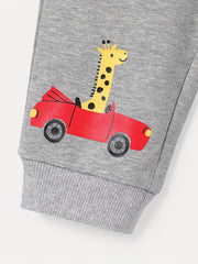 Baby Boys Letter Embroidered Sweatpants Animals Graphic Pants