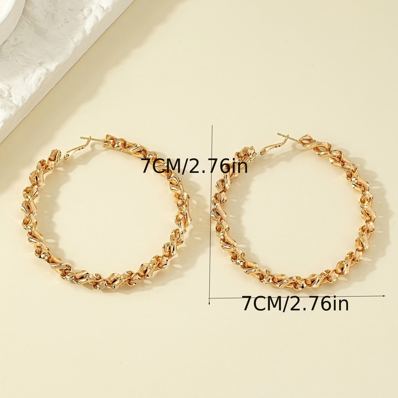 Exaggerated Spiral Hoop Earrings 18K Plated Circle Ear Jewelry Women