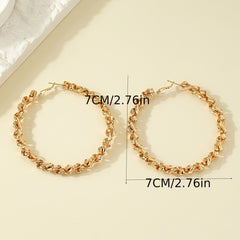 Exaggerated Spiral Hoop Earrings 18K Plated Circle Ear Jewelry Women