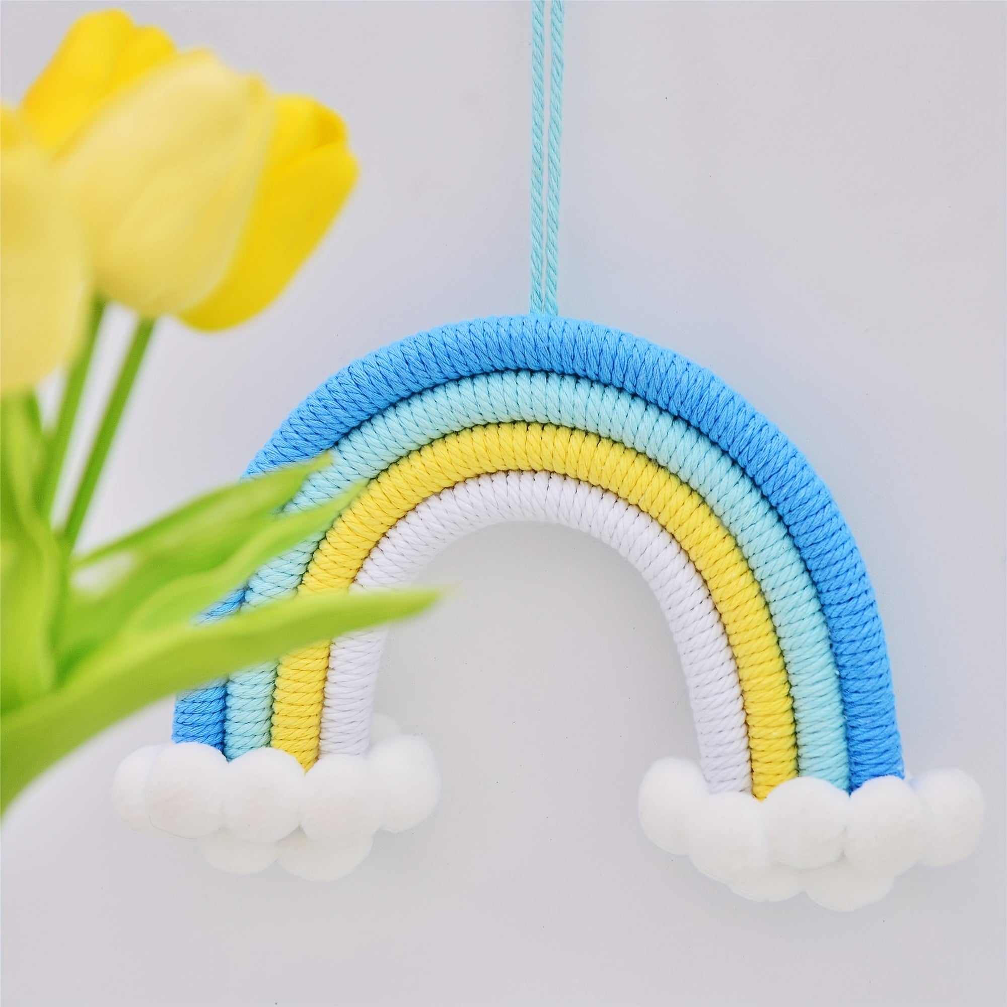 Handcrafted Rainbow Tassel Pendant Tapestry