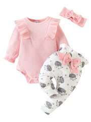 Baby Girls Long Sleeve Romper Pants Set