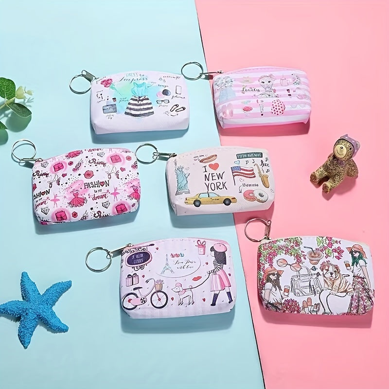 Girl's Cartoon Print Zipper Coin Purse Wallet - Kids Birthday