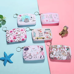 Girl's Cartoon Print Zipper Coin Purse Wallet - Kids Birthday