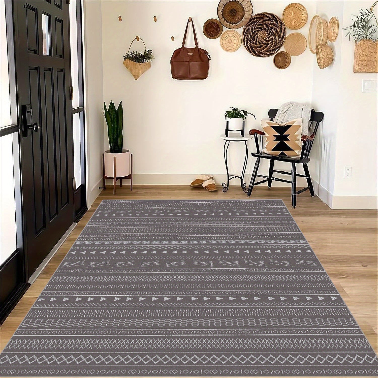 Geometric Texture Pattern Rug for Living Room and Bedroom Indoor Outdoor