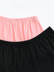 2 Pack Women's Plus Basic Sleepwear Bottoms Set Solid Ruffle Trim Elastic Lounge