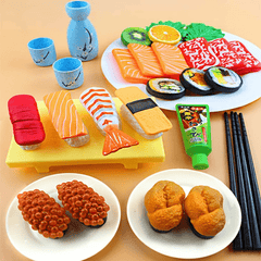Kids Toy Set with Simulated Food Play, Sushi, Chinese & Western Breakfasts
