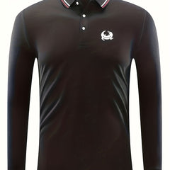 Crocodile Print Men's Casual Button Up Long Sleeve Polo Shirt