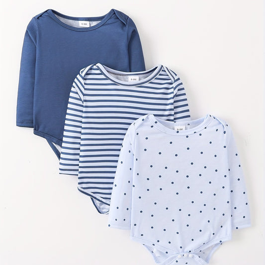 Baby Boys 3pcs Mixed Rompers Set Triangle Jumpsuits