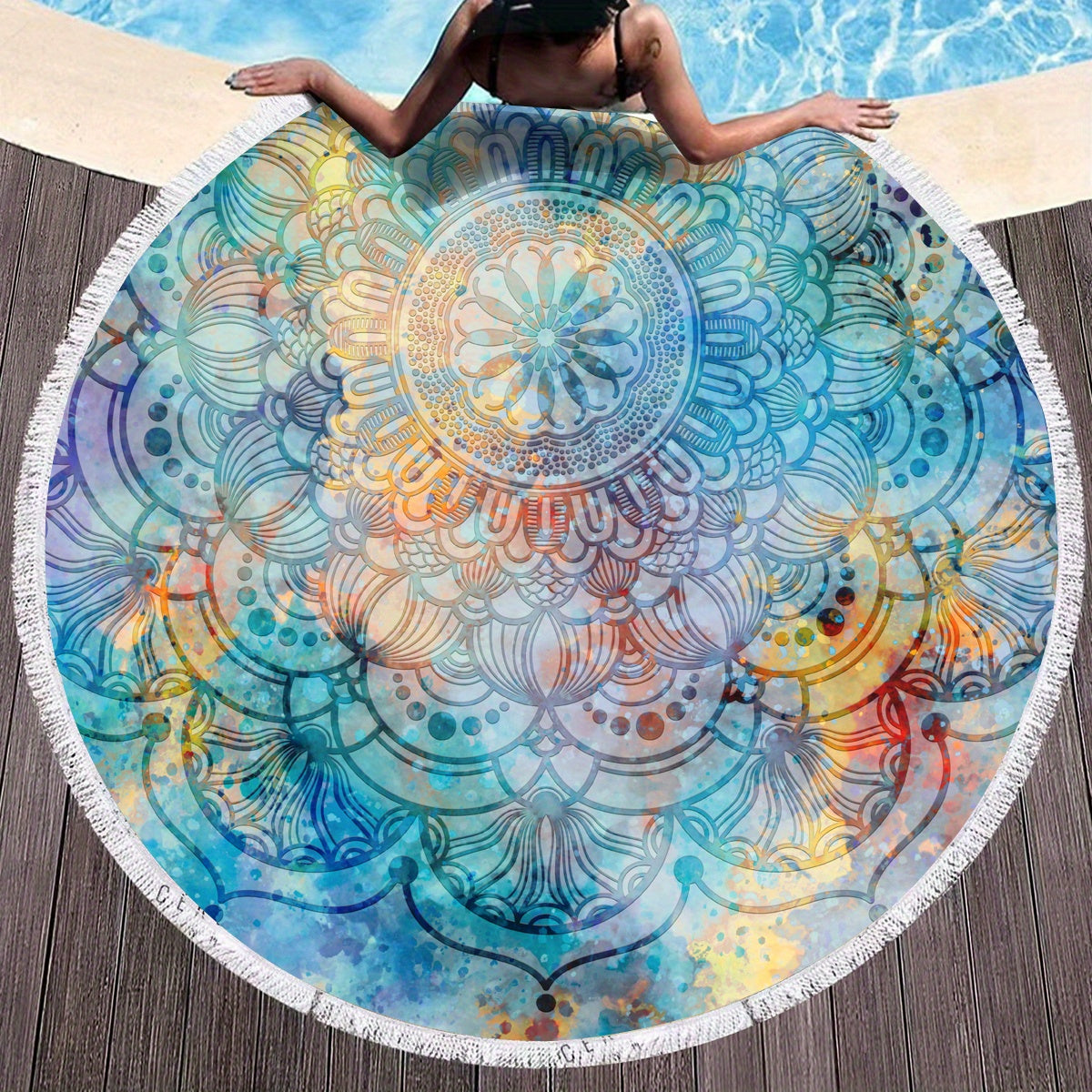 Soft Absorbent Round Beach Towel for Outdoor Travel
